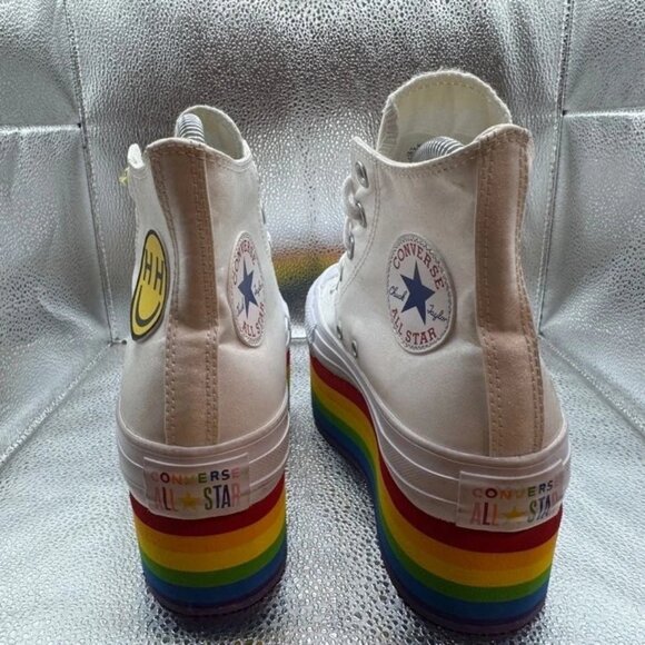 Size 7‎ - Converse X Miley Cyrus Pride Chuck Taylor All Star White Platform Shoe main image 5
